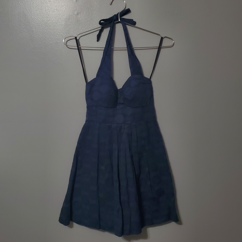 B Darlin Navy Halter Cotton Dress Women's Size 3/4
